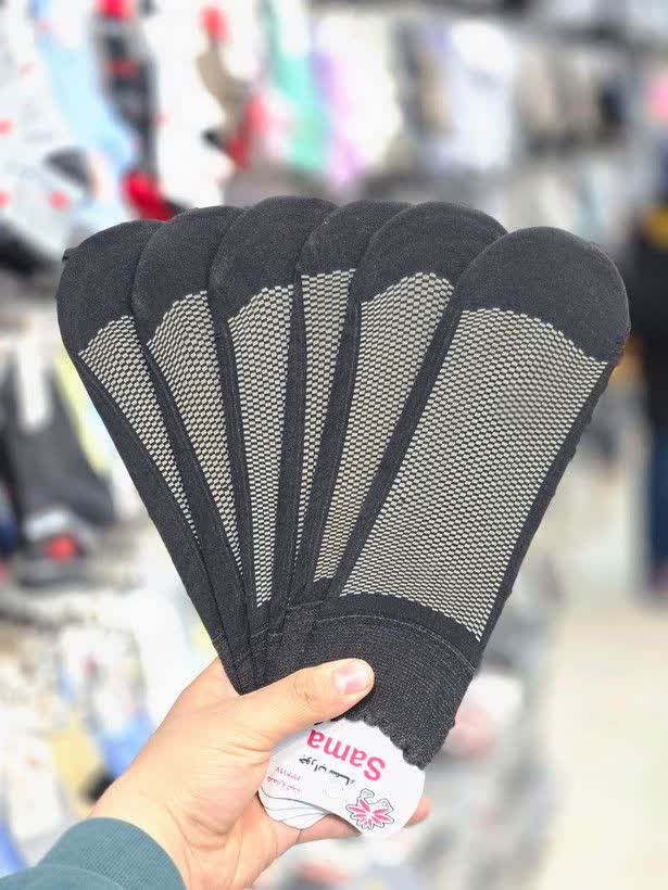 جوراب زنبوری و راه راه توری نیم ساق زنانه برجسته برند سما